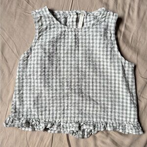 Rylee + Cru Sage Green and White Gingham Ruffle Tank